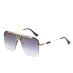 Techsuit Sunglasses (2576) for Men with Aluminum Frame, Oversized Gold / Gray