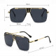 Techsuit Sunglasses (2576) for Men with Aluminum Frame, Oversized Gold / Brown