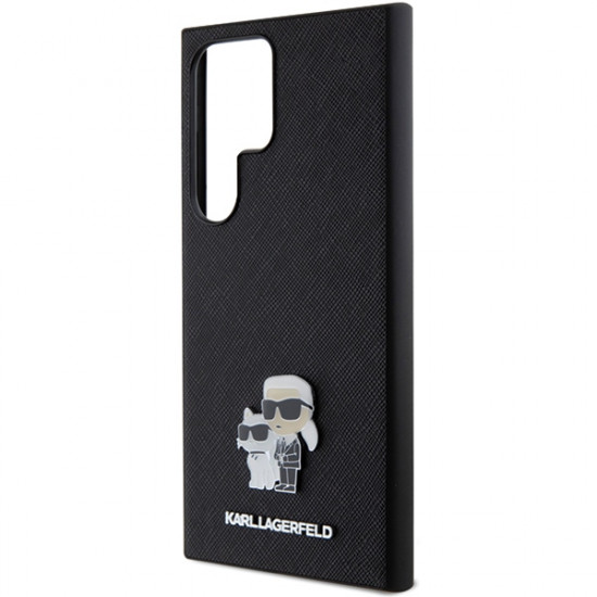 Karl Lagerfeld KLHCS24LPSAKCMPK S24 Ultra S928 hardcase black Saffiano Karl & Choupette Metal Pin