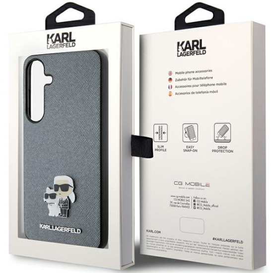 Karl Lagerfeld KLHCS24MPSAKCMPG S24+ S926 hardcase grey Saffiano Karl & Choupette Metal Pin