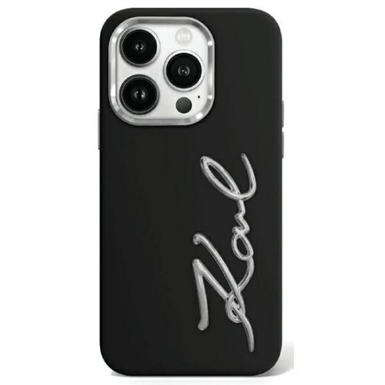 Karl Lagerfeld KLHCP15LSCMSMVK iPhone 15 Pro 6.1" black hardcase Silicone Metal Script Logo