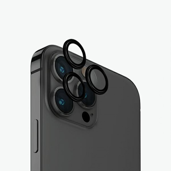 UNIQ Optix Aluminium Camera Lens Protector iPhone 15 Pro 6.1" midnight black with applicator