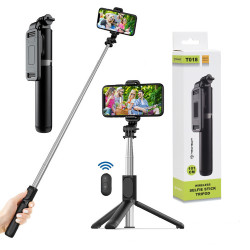 Techsuit  Selfie Stick (Q01)  with Bluetooth Remote Control and Stable Tripod Mount, 101cm  Black