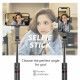 Techsuit  Selfie Stick (L13)  Stable Extendable Tripod with Bluetooth Remote Control, 113cm  Black