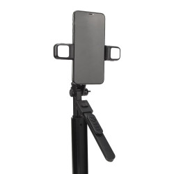 Techsuit  Selfie Stick (K30S)  Compact Tripod Mount with Bluetooth Remote Control, LED Fill Light, Foldable, 167cm  Black