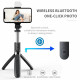 Techsuit  Selfie Stick (L02s)  Stable Tripod with Bluetooth Remote Control and Fill Light, Stainless Steel, 104cm  Black