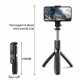 Techsuit  Selfie Stick (L02s)  Stable Tripod with Bluetooth Remote Control and Fill Light, Stainless Steel, 104cm  Black