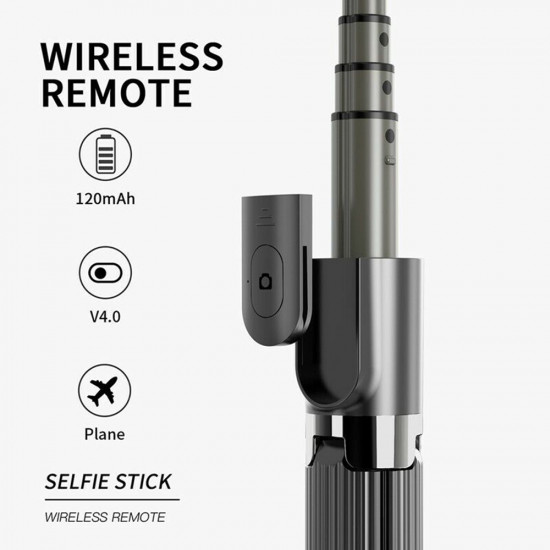 Techsuit  Selfie Stick (L08)  Stable Gimbal/Tripod with Bluetooth Remote Control, 360 Rotation, 86cm  Black