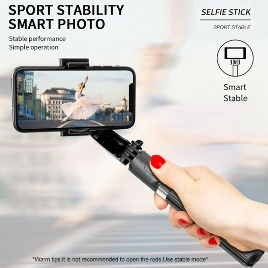 Techsuit  Selfie Stick (L08)  Stable Gimbal/Tripod with Bluetooth Remote Control, 360 Rotation, 86cm  Black