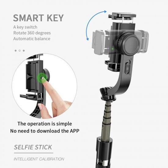 Techsuit  Selfie Stick (L08)  Stable Gimbal/Tripod with Bluetooth Remote Control, 360 Rotation, 86cm  Black