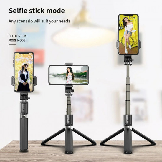 Techsuit  Selfie Stick (L03)  Stable Tripod with Bluetooth Remote Control, Aluminium Alloy, 82cm  Black