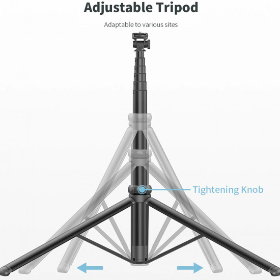 Techsuit  Selfie Stick (C05)  Large Ajustable Tripod with Bluetooth Remote Control, 360, Aluminium Alloy, 205cm  Black