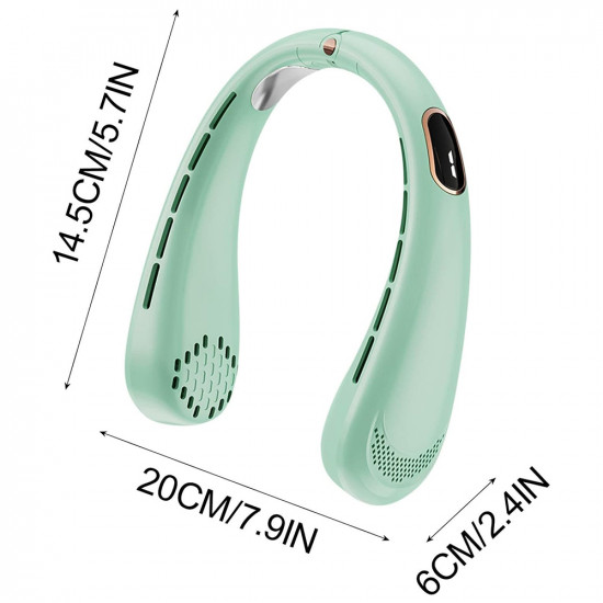 Techsuit Neck Fan (H6) Portable, USB, Rechargeable, Adjustable, Digital Display Green Techsuit Neck Fan (H6) Portable, USB, Rechargeable, Adjustable, Digital Display Green