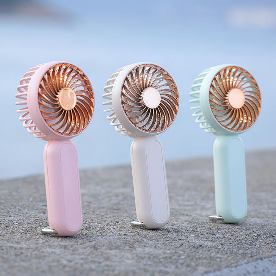 Techsuit  Handheld Fan (A217)  USB Rechargeable, Three Speeds, 1200mAh  Gold Pink