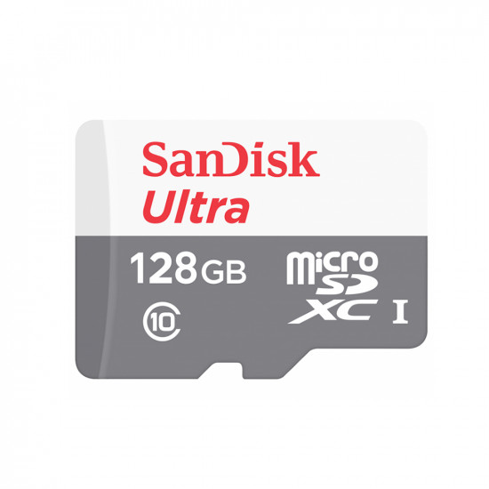 SanDisk  Memory Card Ultra (SDSQUNR 128G GN6MN)  Android MicroSDXC, 128GB, Class 10/UHS 1 U1  White / Gray