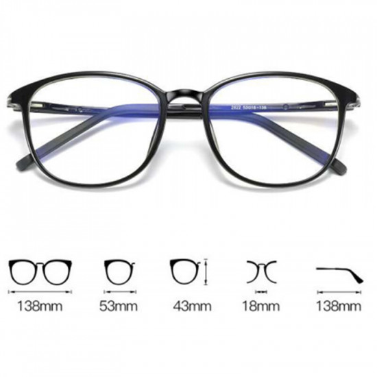Techsuit  Anti Blue Light Glasses Reflex PC (F2822)  Round  Bright Black