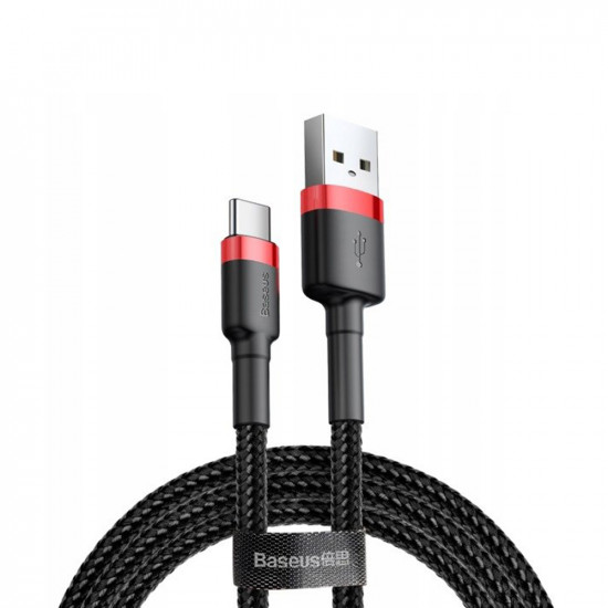 Baseus  Data Cable Cafule (CATKLF E91)  USB to Type C, Fast Charging, 3A, 1m  Red / Black