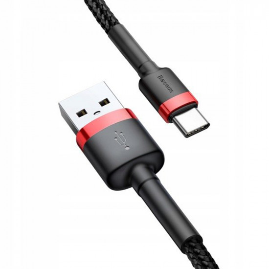 Baseus  Data Cable Cafule (CATKLF E91)  USB to Type C, Fast Charging, 3A, 1m  Red / Black