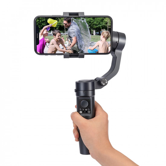 Techsuit  Phone Gimbal (F3)  3 Axis Stability, Foldable, with Face Object Tracking, Tripod, Remote Control, 2200mAh  Black