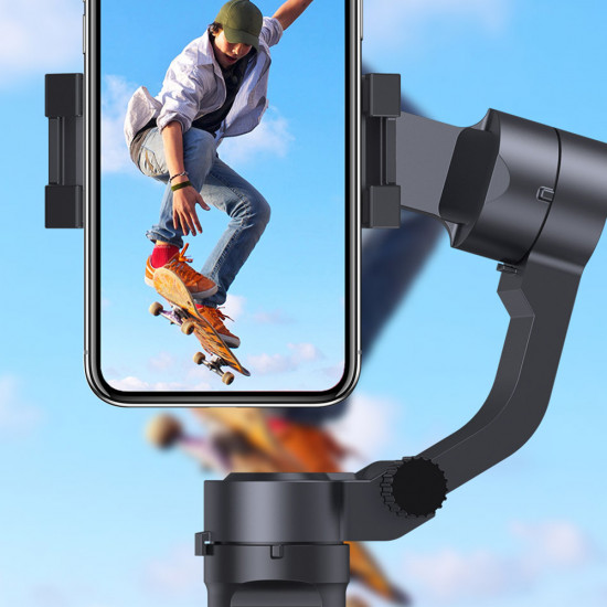 Techsuit  Phone Gimbal (F3)  3 Axis Stability, Foldable, with Face Object Tracking, Tripod, Remote Control, 2200mAh  Black