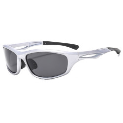 Techsuit  Bike Glasses (9309)  for Cycling and Sport Outdoor Activities, Polarized, PC Frame, Unisex  Silver / Gray