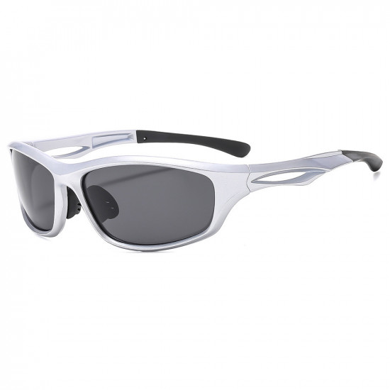 Techsuit  Bike Glasses (9309)  for Cycling and Sport Outdoor Activities, Polarized, PC Frame, Unisex  Silver / Gray