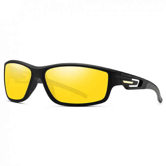 Techsuit  Bike Glasses (201910)  for Cycling and Sport Outdoor Activities, Polarized, Rectangular, Unisex  Black / Yellow