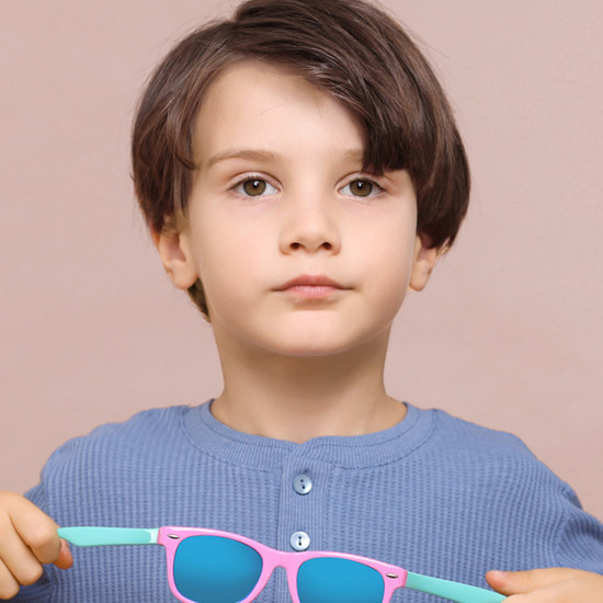 Techsuit  Sunglasses Polarised (D802)  for Kids Between 3 8 Years, UV Protection  Pink / Green / Pink