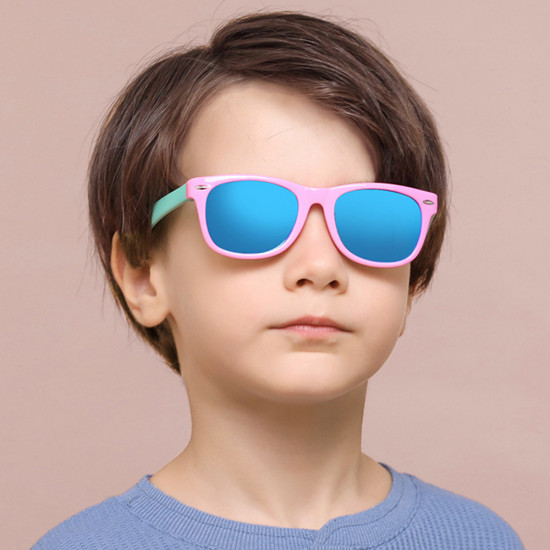 Techsuit  Sunglasses Polarised (D802)  for Kids Between 3 8 Years, UV Protection  Pink / Green / Pink