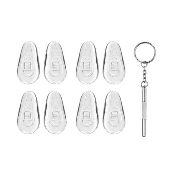 Techsuit  [Pack] Glasses Screwdriver with 4 Pairs of Silicone Nose Pads (ST1)  from Metal, 6 x 0.5cm  Silver