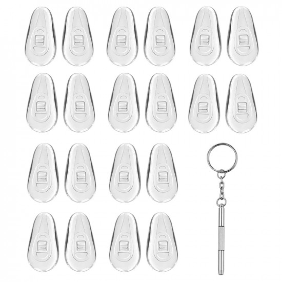 Techsuit  [Pack] Glasses Screwdriver with 10 Pairs of Silicone Nose Pads (ST1)  from Metal, 6 x 0.5cm  Silver