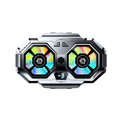 Techsuit  Phone Cooler (SL22)  Twin Turbine, with LED Digital Display, RGB Lights, Gear Button, Fast Cooling  White