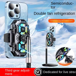 Techsuit  Phone Cooler (SL22)  Twin Turbine, with LED Digital Display, RGB Lights, Gear Button, Fast Cooling  White