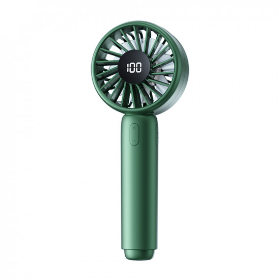 Techsuit  Mini Portable Hand Fan (CT 110)  with LED Digital Display, USB Rechargeable, High Speed  Green