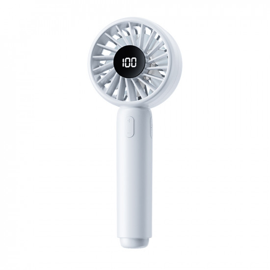 Techsuit  Mini Portable Hand Fan (CT 110)  with LED Digital Display, USB Rechargeable, High Speed  White