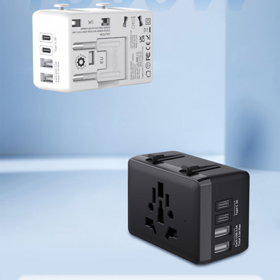 Techsuit  Travel Adapter (HHT203A)  PD20W, 2 x USB, 2 x Type C, EU, UK, AUS, US  White