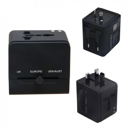 Techsuit  Travel Adapter (HHT148)  PD20W, QC, USB, Type C, EU, UK, AUS, US  Black