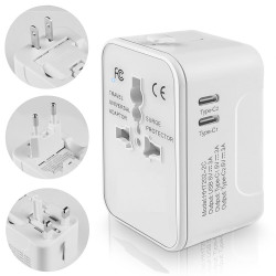 Techsuit  Travel Adapter (HHT202 2C)  2 x USB C, EU, UK, AUS, US  White