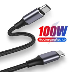 Techsuit  Data Cable (PCB018)  Type C to Type C, Super Fast Charging, PD100W, 480Mbps, Nylon, Aluminum Alloy, 1m  Black