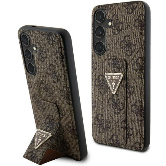 Guess GUHCS24MPGS4TDW S24+ S926 brown hardcase Grip Stand 4G Triangle Strass