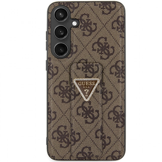 Guess GUHCS24MPGS4TDW S24+ S926 brown hardcase Grip Stand 4G Triangle Strass