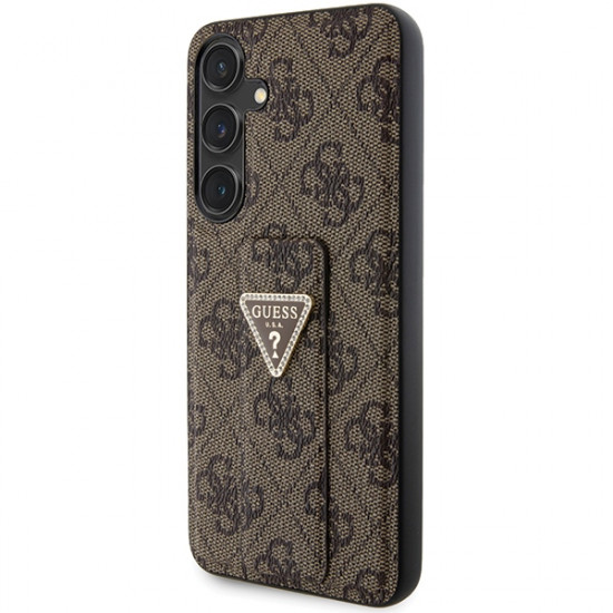 Guess GUHCS24SPGS4TDW S24 S921 brown hardcase Grip Stand 4G Triangle Strass