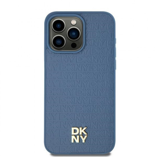 DKNY DKHMP15SPSHRPSB iPhone 15 / 14 / 13 6.1" blue hardcase Leather Pattern Metal Logo MagSafe