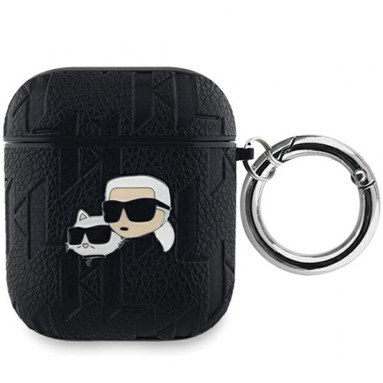 Karl Lagerfeld KLA2PGKCPK AirPods 1/2 cover black Monogram Karl & Choupette Head