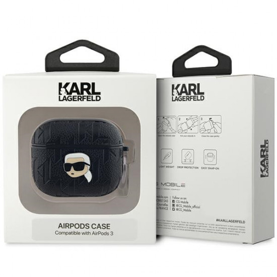 Karl Lagerfeld KLA3PGKIPK AirPods 3 cover black Monogram Karl Head