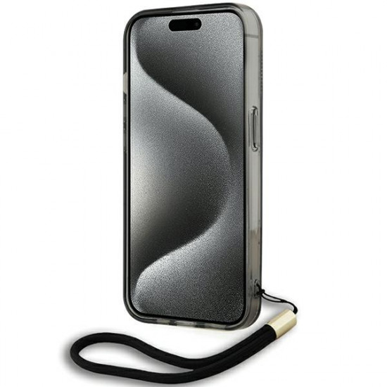 Karl Lagerfeld KLHCP15LHKDPNSK iPhone 15 Pro 6.1" black hardcase IML Mono KL Pattern & Cord