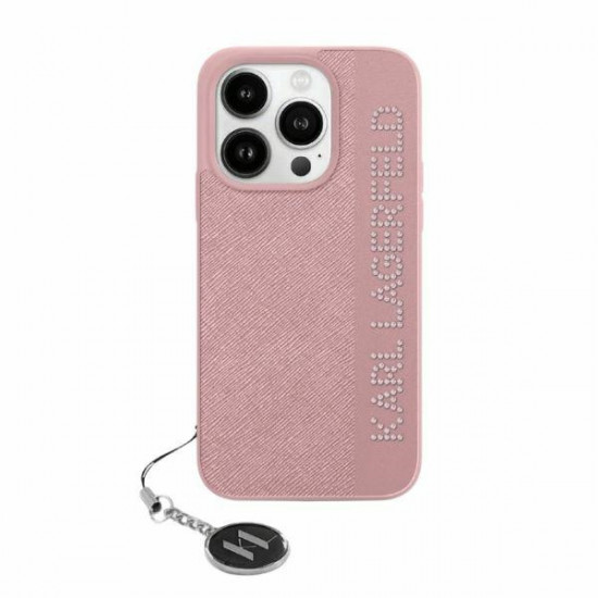 Karl Lagerfeld KLHCP15LPSAKDGCP iPhone 15 Pro 6.1" pink hardcase Saffiano Rhinestones & Charm