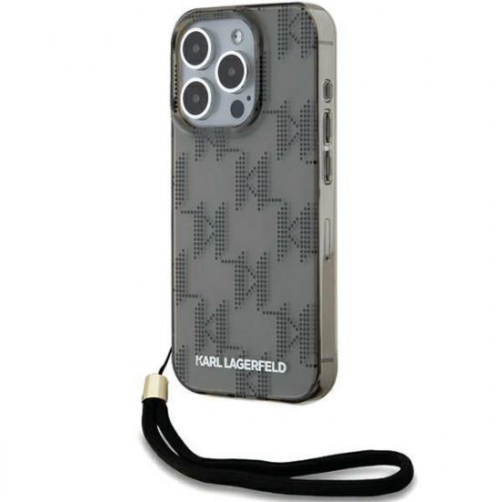 Karl Lagerfeld KLHCP15XHKDPNSK iPhone 15 Pro Max 6.7" black hardcase IML Mono KL Pattern & Cord