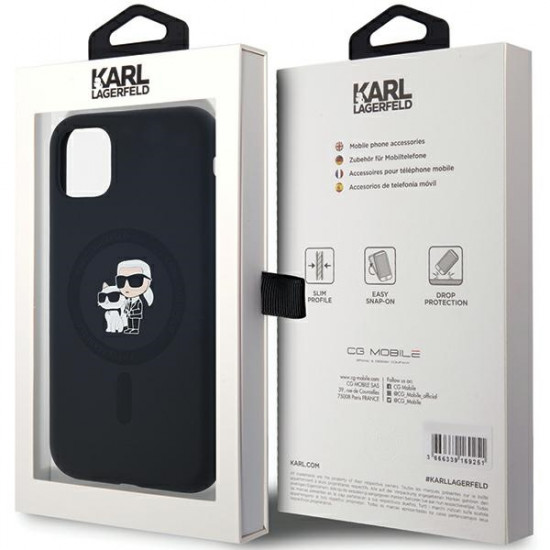 Karl Lagerfeld KLHMN61SCMKCRHK iPhone 11 / Xr 6.1" black hardcase Silicone Karl & Choupette MagSafe