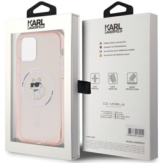 Karl Lagerfeld KLHMP12MHFCCNOP iPhone 12/12 Pro 6.1" pink hardcase IML Choupette MagSafe